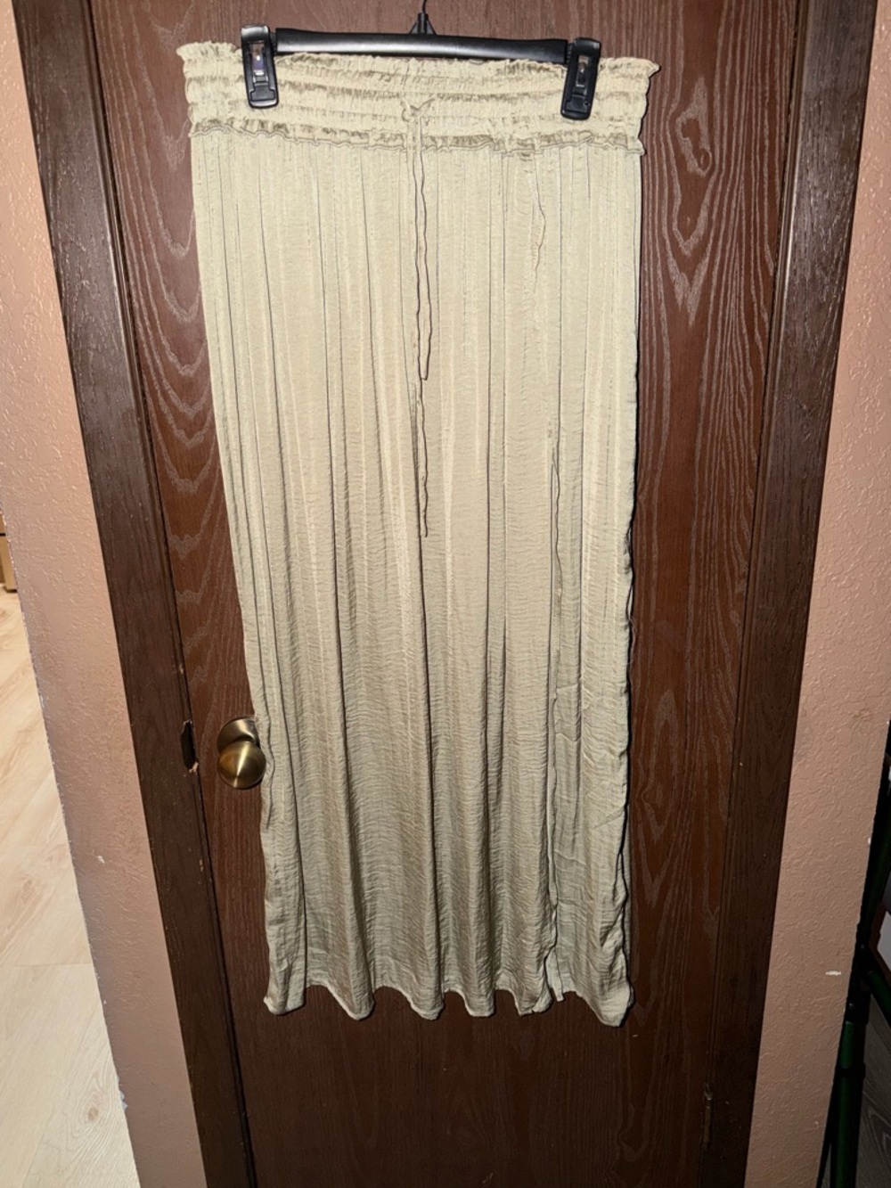Smocked Waist Maxi Skirt in Light Sage